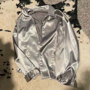 SILVER SILK BLOUSE
